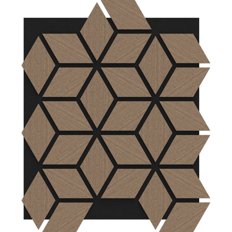 Mexen Form 02 akustisches Wandpaneel 81 x 66 cm (4Stk.), Filz 9 mm, technisches Furnier, Hellem Nussbaum - S111-81667-02-047