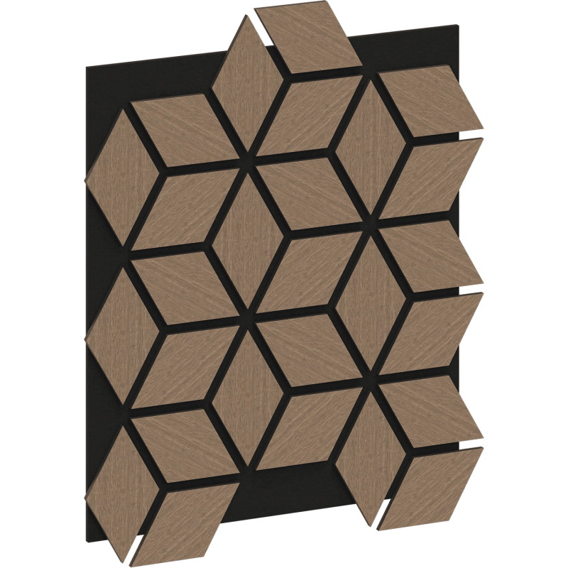 Mexen Form 02 akustisches Wandpaneel 81 x 66 cm (4Stk.), Filz 9 mm, technisches Furnier, Hellem Nussbaum - S111-81667-02-047