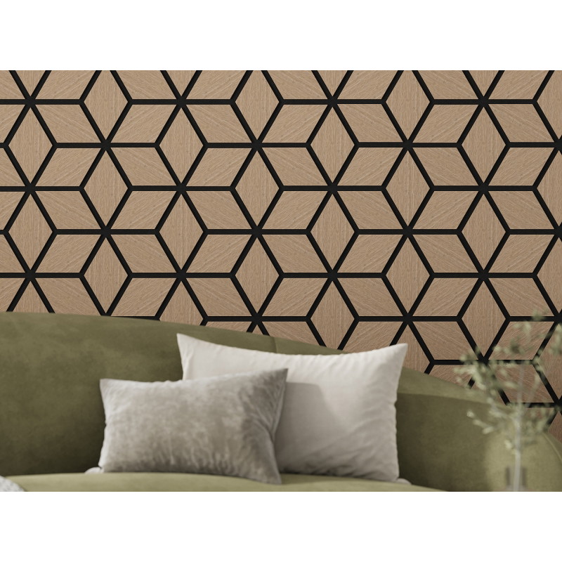 Mexen Form 02 akustisches Wandpaneel 81 x 66 cm (4Stk.), Filz 9 mm, technisches Furnier, Hellem Nussbaum - S111-81667-02-047