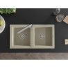 Mexen Mario 2-Kammer Granitspüle mit Küchenarmatur Duero, beige - 6504-69-671600-00