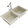 Mexen Mario Granitspüle 2-Kammern mit Küchenarmatur Duero, beige - 6504-69-671600-00