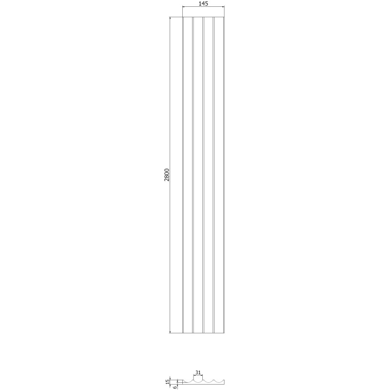 Mexen Strito 01 Strio 01 geriffelte Wandpaneele 280 x 14,5 cm (2 Stk), dunkles Türkis - S120-280-01-312
