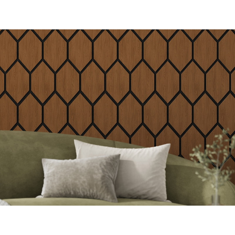 Mexen Form 01 Akustik-Wandpaneel 91 x 56 cm (4 Stk.), Filz 9 mm, technisches Furnier, Eiche Natur - S111-91567-01-042