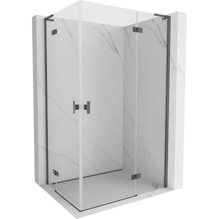 Mexen Mist-H L Duo Duschkabine, rechts öffnend, 90 x 115 cm, transparent, gebürstetes Gun Gray - 8A5L-090L-115P-66-00