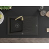 Mexen Cesar Granitspüle 1-Schüssel mit Abtropffläche und Küchenarmatur Telma, schwarz/gold - 6514-75-670200-50-B