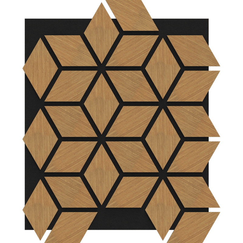 Mexen Form 02 akustische Wandpaneele 81 x 66 cm (4Stk.), Filz 9 mm, technische Furnier, Eiche Classic - S111-81667-02-041