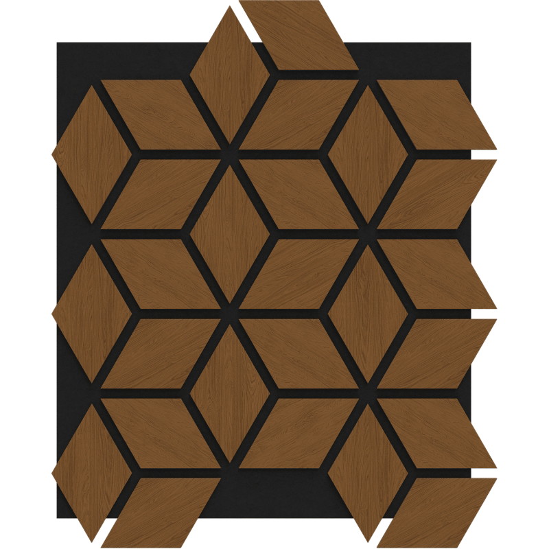Mexen Form 02 Akustisches Wandpanel 81 x 66 cm (4 Stk.), Filz 9 mm, technisches Furnier, Natur Eiche - S111-81667-02-042