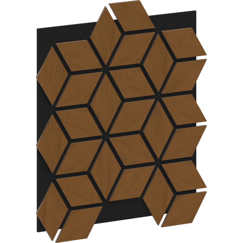 Mexen Form 02 Akustisches Wandpanel 81 x 66 cm (4 Stk.), Filz 9 mm, technisches Furnier, Natur Eiche - S111-81667-02-042