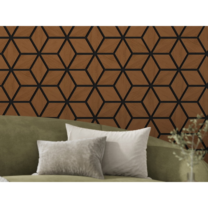 Mexen Form 02 Akustisches Wandpanel 81 x 66 cm (4 Stk.), Filz 9 mm, technisches Furnier, Natur Eiche - S111-81667-02-042