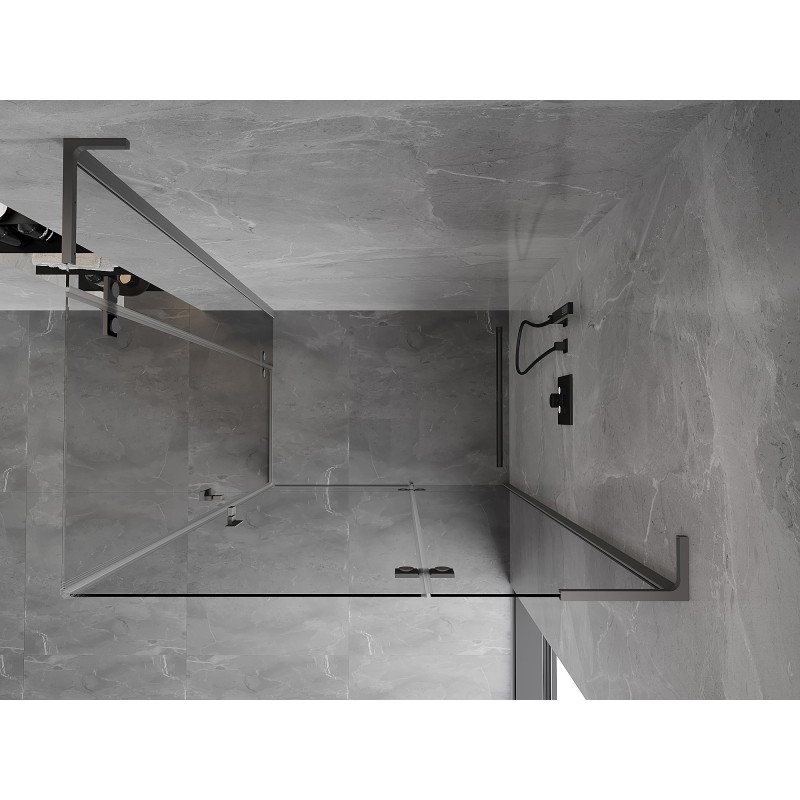 Mexen Mist-H L Duo Duschkabine Schwingtür rechts 70 x 95 cm, transparent, Gun Metal - 8A5L-070L-095P-95-00