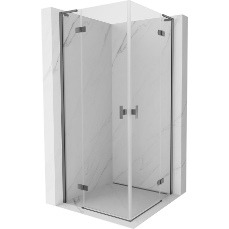 Mexen Mist-H L Duo Duschkabine, schwenkbar, 115 x 115 cm, transparent, Gun Metal - 8A5L-115L-115P-95-00