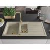 Mexen Andres Granitspüle 1,5-Mulden mit Abtropffläche und Küchenarmatur Telma, beige - 6515-69-670200-50
