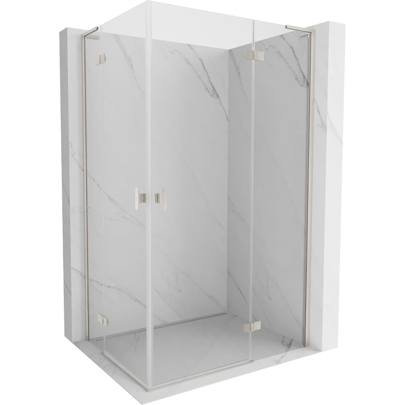 Mexen Mist-H L Duo Duschkabine, Pendeltür rechts, 70 x 75 cm, transparent, gebürsteter Nickel - 8A5L-070L-075P-97-00