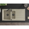 Mexen Andres Granitspüle 1,5-becken mit Abtropffläche und Küchenarmatur Telma, beige - 6515-69-670200-70