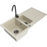 Mexen Andres granitspüle 1,5-becken mit abtropfbrett und küchenarmatur Telma, beige - 6515-69-670200-70