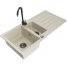Mexen Andres Granitspüle 1,5-becken mit Abtropffläche und Küchenarmatur Telma, beige - 6515-69-670200-70