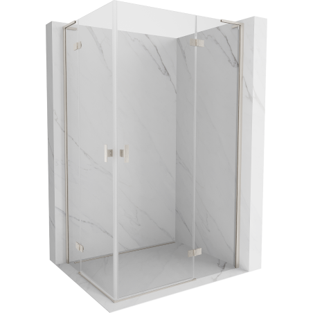 Mexen Mist-H L Duo Duschkabine schwenkbar rechts 75 x 80 cm, transparent, gebürsteter Nickel - 8A5L-075L-080P-97-00