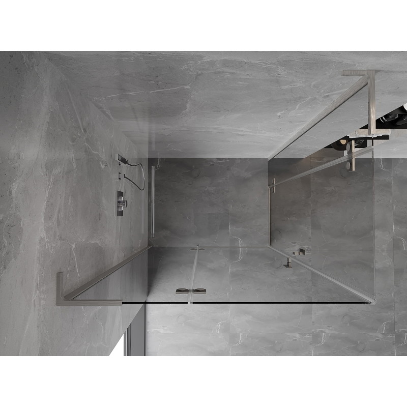 Mexen Mist-H L Duo Duschkabine Schwenktür links 85 x 80 cm, transparent, gebürsteter Nickel - 8A5L-085L-080P-97-00