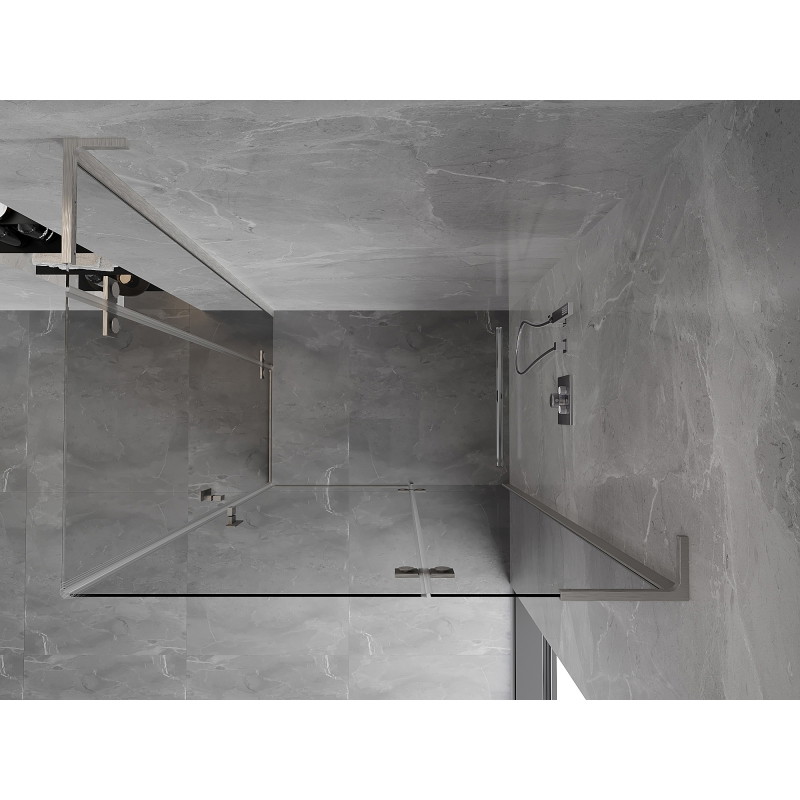 Mexen Mist-H L Duo Duschkabine schwenkbar rechts 75 x 85 cm, transparent, gebürsteter Nickel - 8A5L-075L-085P-97-00