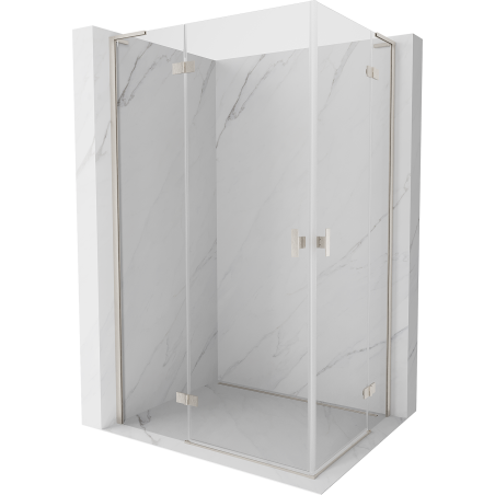Mexen Mist-H L Duo Duschkabine, links öffnend, 90 x 85 cm, transparent, gebürstetes Nickel - 8A5L-090L-085P-97-00