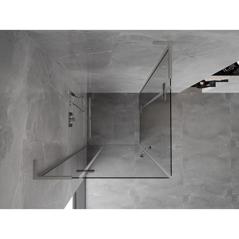 Mexen Mist-H L Duo Duschkabine schwenkbar 90 x 90 cm, transparent, gebürsteter Nickel - 8A5L-090L-090P-97-00