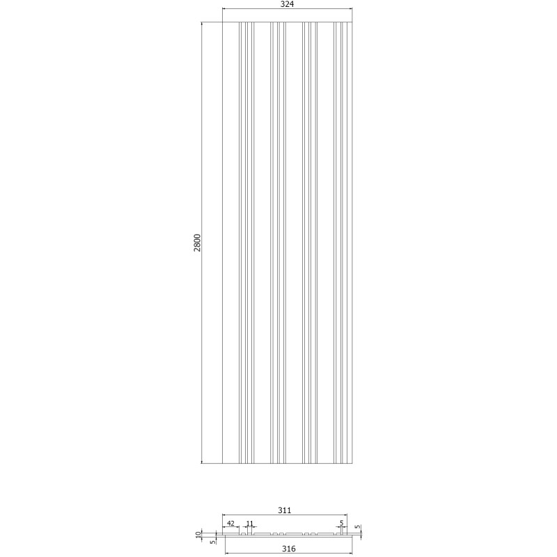 Mexen Lam-F Nano 01 Akustische Wandpaneele 280 x 32,4 cm, Filz 9 mm, technisches Furnier, Eiche Classic - S108-280-01-041