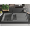 Mexen Andres 1,5-Kammer Granitspüle mit Abtropffläche und Küchenarmatur Telma, grau - 6515-71-670200-70-B