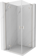 Mexen Mist-H L Duo Duschkabine schwenkbar 100 x 100 cm, transparent, gebürstetes Nickel - 8A5L-100L-100P-97-00