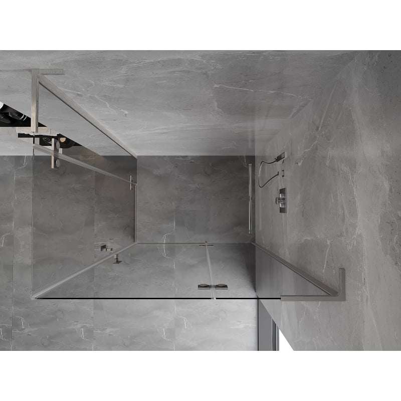 Mexen Mist-H L Duo Duschkabine, rechts angeschlagen, 85 x 105 cm, transparent, gebürstetes Nickel - 8A5L-085L-105P-97-00