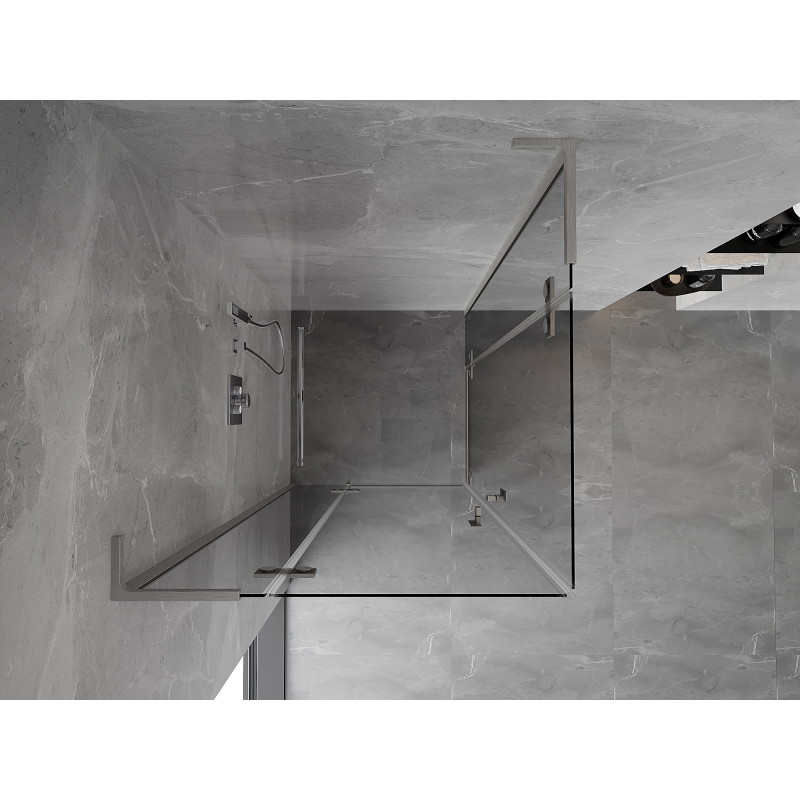 Mexen Mist-H L Duo Duschkabine schwenkbar 105 x 105 cm, transparent, gebürstetes Nickel - 8A5L-105L-105P-97-00