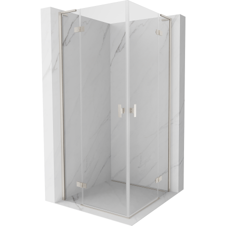 Mexen Mist-H L Duo Duschkabine schwenkbar 120 x 120 cm, transparent, gebürsteter Nickel - 8A5L-120L-120P-97-00