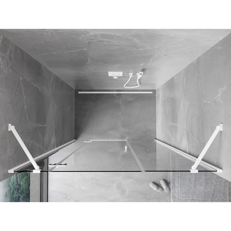 Mexen Mist-H linke, schwenkbare Duschabtrennung 130 cm, transparent, weiß - 8A5-130-001-20-00-L