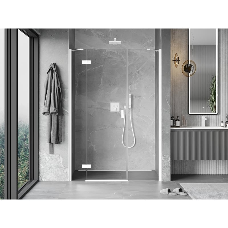 Mexen Mist-H Duschtür links öffnend 140 cm, transparent, weiß - 8A5-140-001-20-00-L