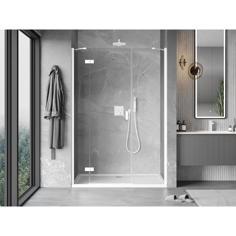 Mexen Mist-H linke, aufklappbare Duschabtrennung 160 cm, transparent, weiß - 8A5-160-001-20-00-L