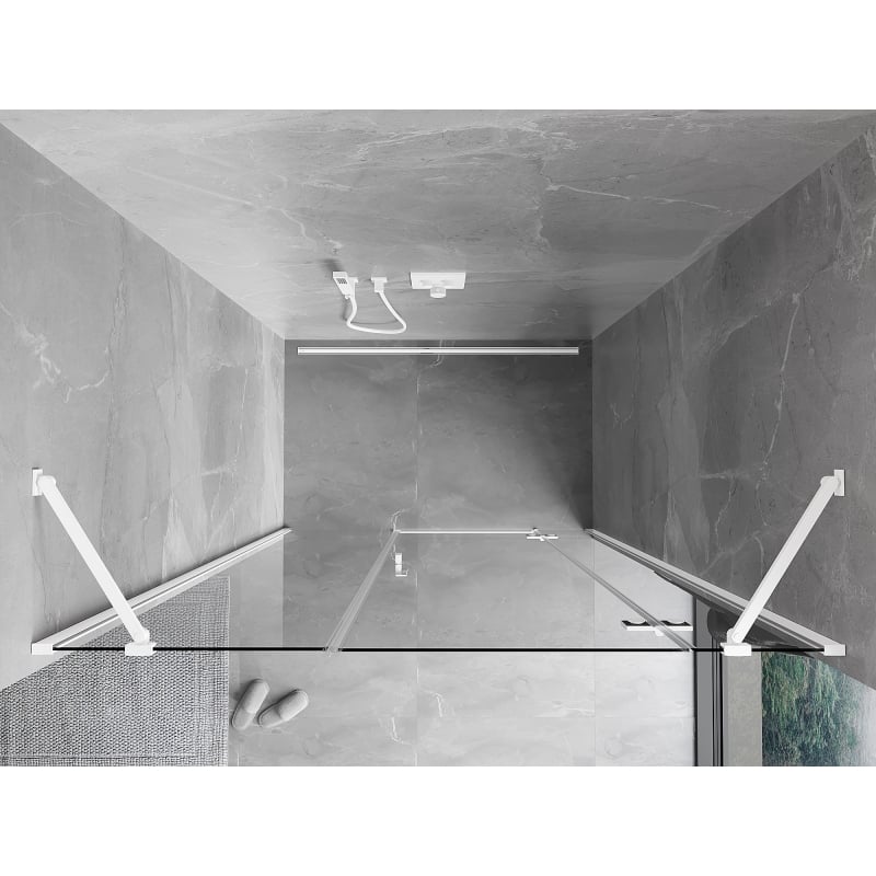 Mexen Mist-H rechts öffnende Duschtür 130 cm, transparent, weiß - 8A5-130-001-20-00-P
