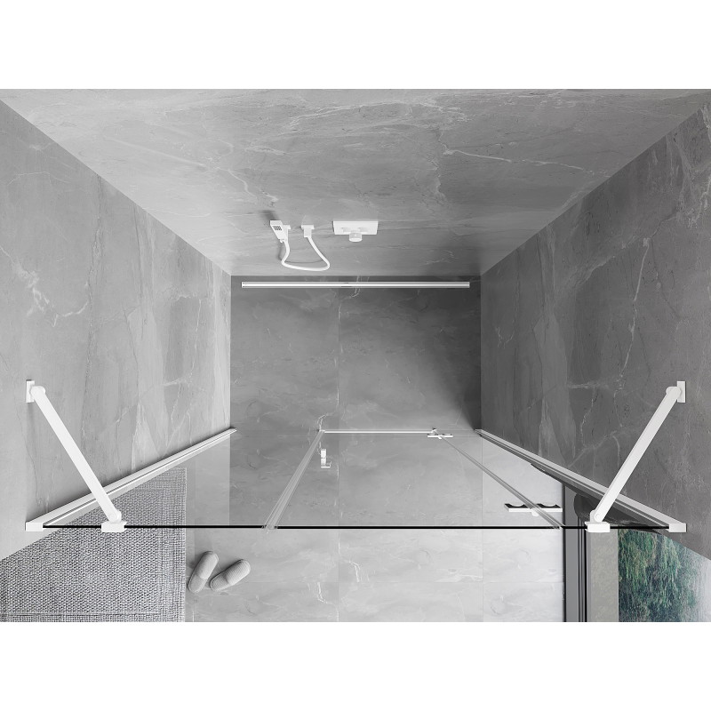 Mexen Mist-H rechte, aufklappbare Duschabtrennung 155 cm, transparent, weiß - 8A5-155-001-20-00-P