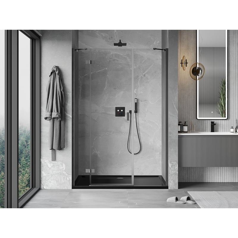 Mexen Mist-H linke Duschtür, 160 cm, transparent, gun gray gebürstet - 8A5-160-001-66-00-L