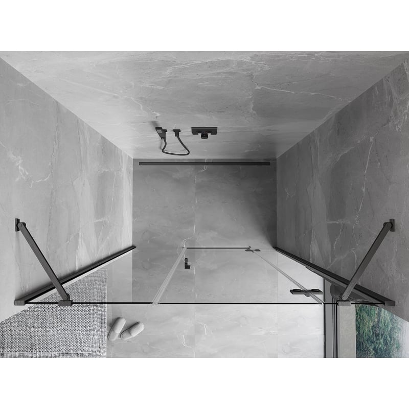 Mexen Mist-H Duschtür schwenkbar rechts 125 cm, transparent, gun gray gebürstet - 8A5-125-001-66-00-P