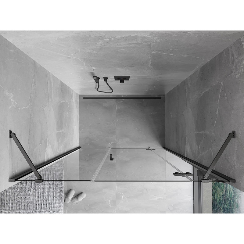 Mexen Mist-H Rechts angeschlagene Duschdrehtür 155 cm, transparent, gebürstetes Gun Gray - 8A5-155-001-66-00-P