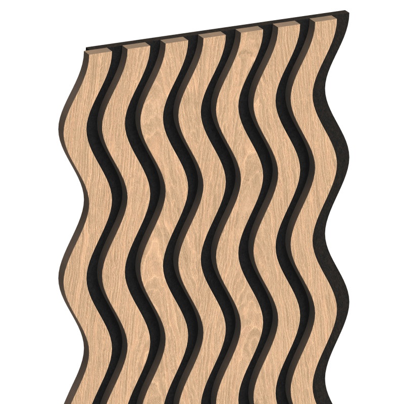 Mexen Lam-SF 02 Akustische Wandpaneele 280 x 30 cm, Filz 9 mm, technisches Furnier, Weiß Eiche - S106-280-02-040
