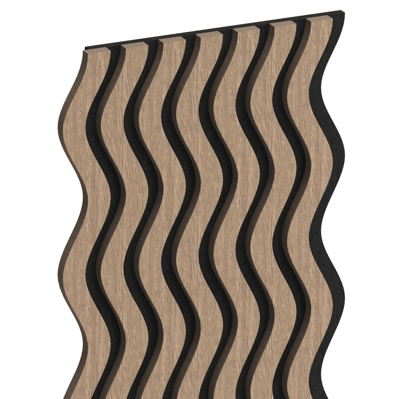 Mexen Lam-SF 02 Akustische Wandpaneele 280 x 30 cm, Filz 9 mm, technische Furnier, Helle Walnuss - S106-280-02-047