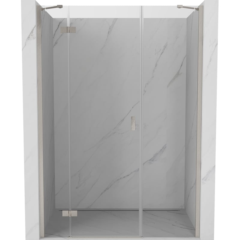 Mexen Mist-H linke, schwenkbare Duschtür 140 cm, transparent, gebürsteter Nickel - 8A5-140-001-97-00-L