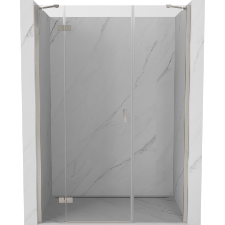 Mexen Mist-H linke, schwenkbare Duschwand 155 cm, transparent, gebürsteter Nickel - 8A5-155-001-97-00-L