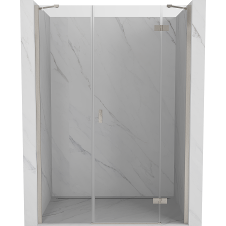 Mexen Mist-H rechte, schwenkbare Duschwand 145 cm, transparent, gebürsteter Nickel - 8A5-145-001-97-00-P