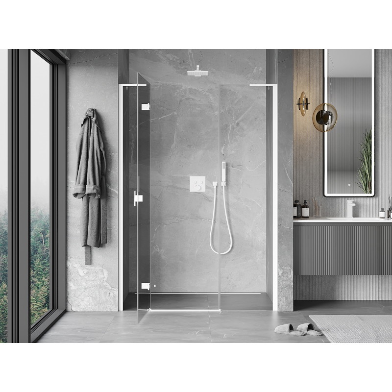Mexen Mist-H L Linke Pendeltür Dusche 125 cm, transparent, weiß - 8A5L-125-001-20-00-L