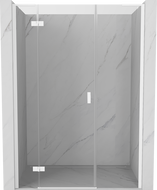 Mexen Mist-H L linke, schwenkbare Duschtür 150 cm, transparent, weiß - 8A5L-150-001-20-00-L