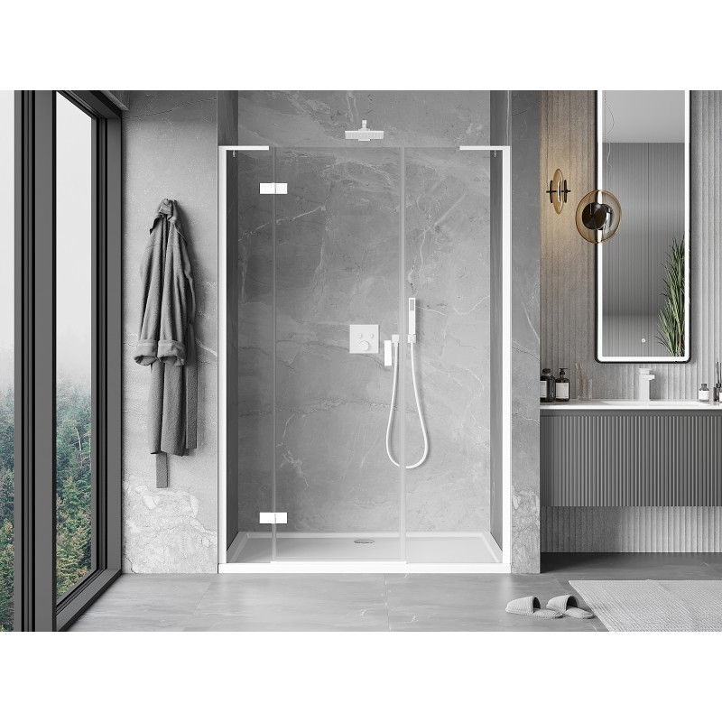 Mexen Mist-H L linke Duschpendeltür 160 cm, transparent, weiß - 8A5L-160-001-20-00-L