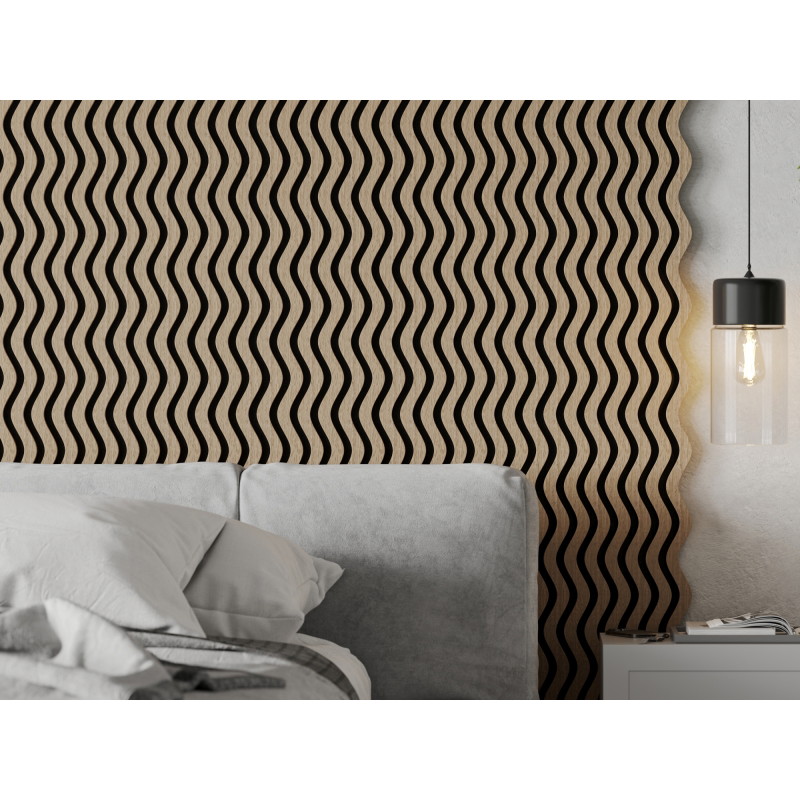 Mexen Lam-SF 02 Akustische Wandpaneele 280 x 30 cm, Filz 9 mm, technische Furnier, Helle Walnuss - S106-280-02-047