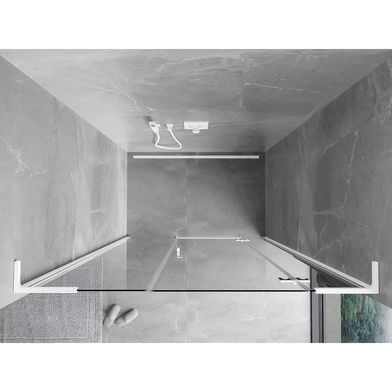 Mexen Mist-H L Duschtür, rechts öffnend, 130 cm, transparent, weiß - 8A5L-130-001-20-00-P