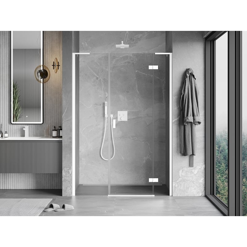 Mexen Mist-H L Dusch-Tür schwenkbar rechts 155 cm, transparent, weiß - 8A5L-155-001-20-00-P